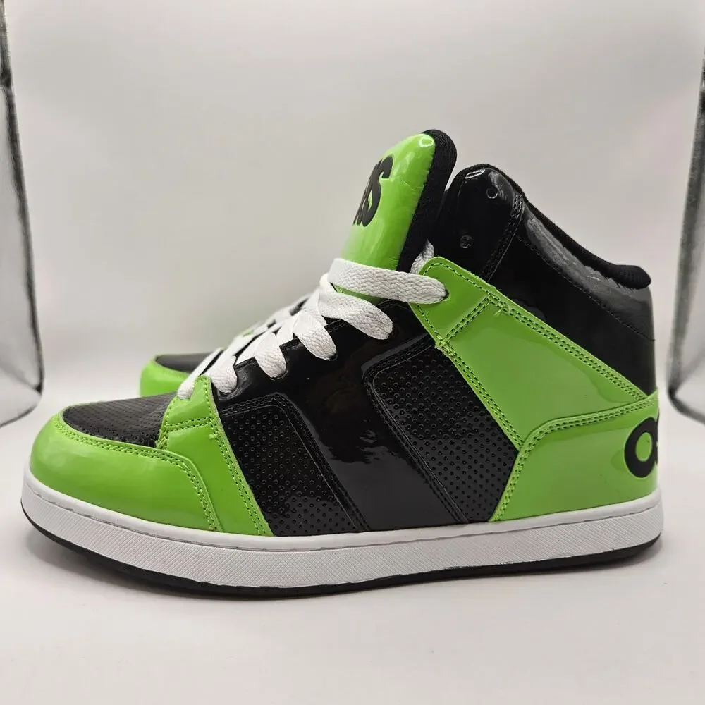 OSIRIS MEN 8 CONVOY MID HJ.BTS.26 SKATEBOARDING SHOES GREE BLACK PATENT NWOB